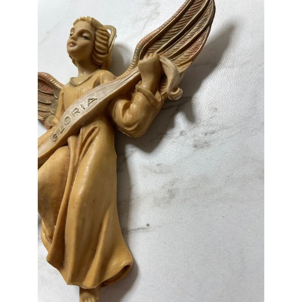 Vintage Poly Resin Angel Gloria Banner for Nativity Figure 5